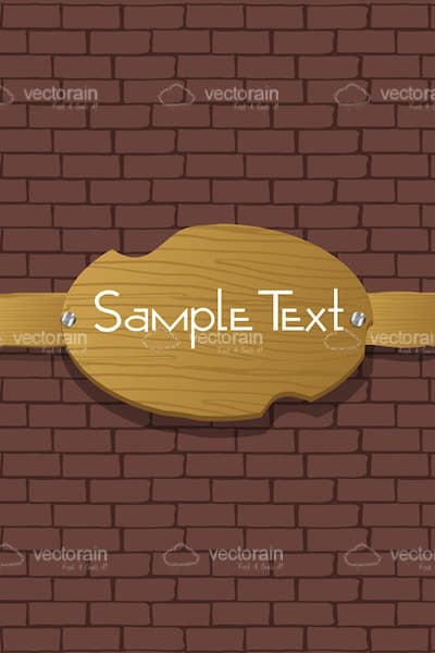 Wooden Wall Decoration with Sample Text on a Brick Wall